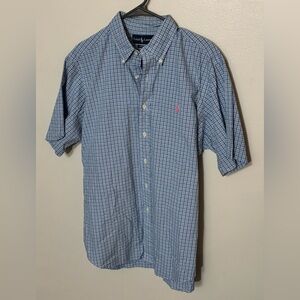 Ralph Lauren Polo-Classic Fit-Short Sleeve Polo-Large- Blue Plaid
